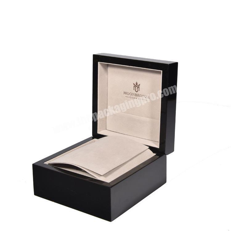 Custom Logo Piano Black Wooden Watch Box For Single Watchbox