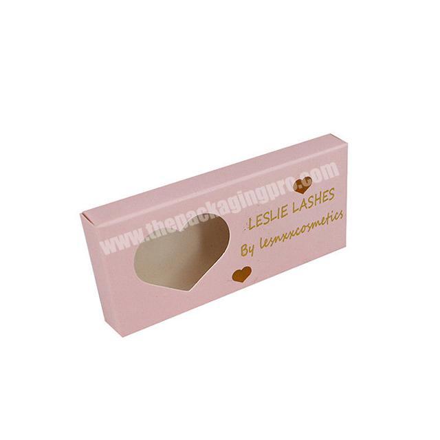 custom heart window cute pink eyelashes Empty eyelash box 3d fiber lashes packaging