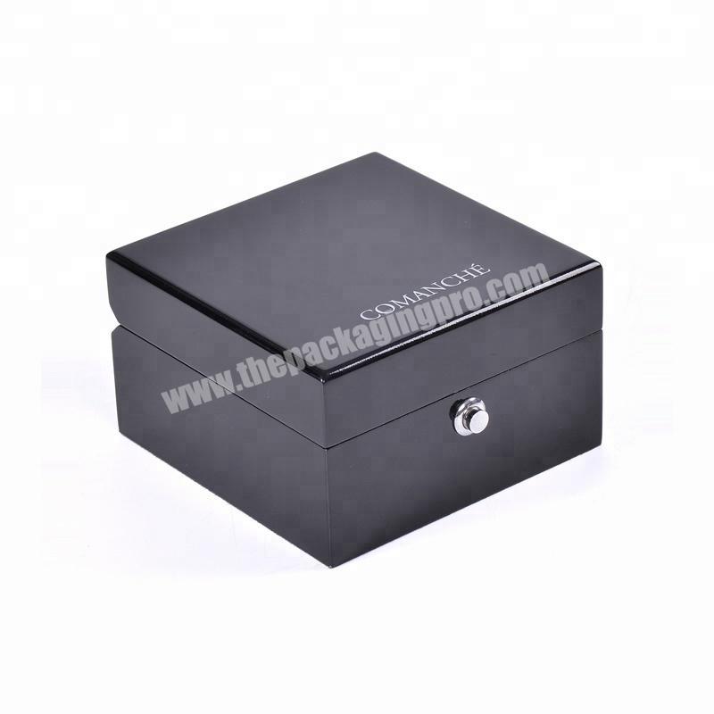 2020 Luxury Custom black Glossy Single Wood Watch storage Box Cases