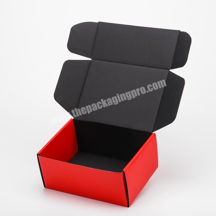 Fashion custom clothing black red hard corrugated tuck top carton kraft cardboard die cut shipping apparel mailing packaging box