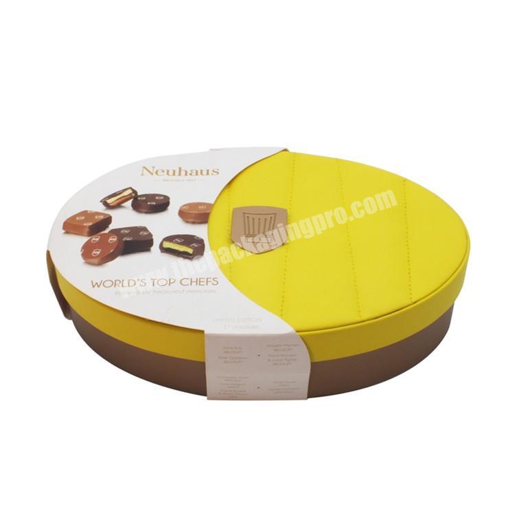 Chinese supplier new style hot selling white and yellow oval  wedding chocolate gifts kraft box