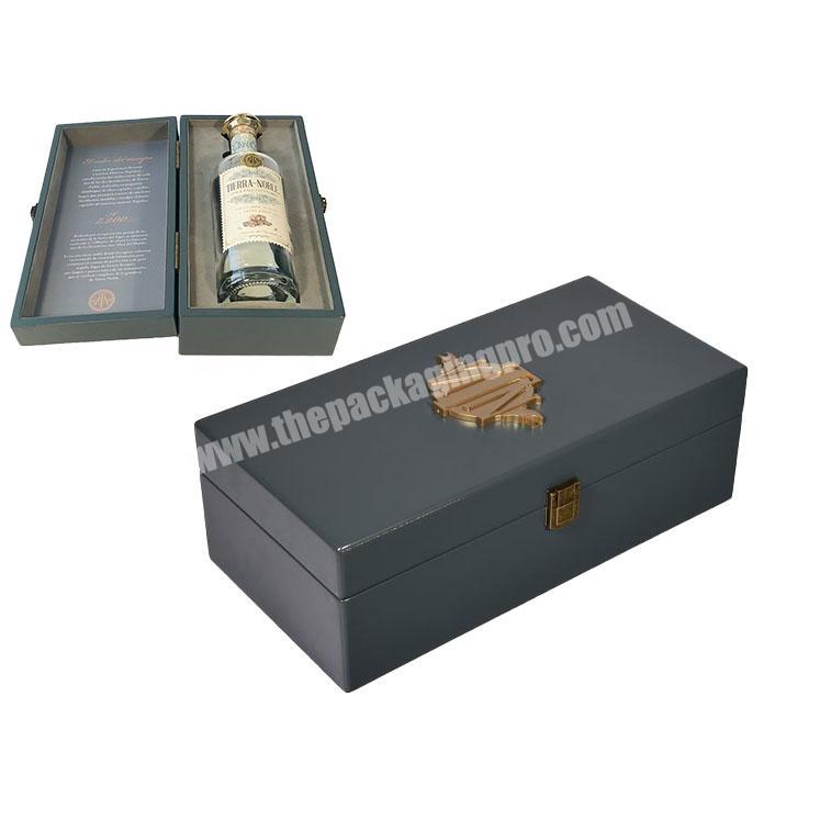 2020 Luxury Customized Logo Lacquer Wooden Single Wine Bottle Packaging Box