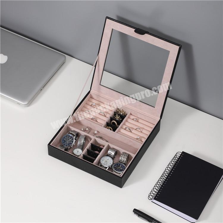 luxury PU leather jewelry organizer box custom travel portable jewelry storage box