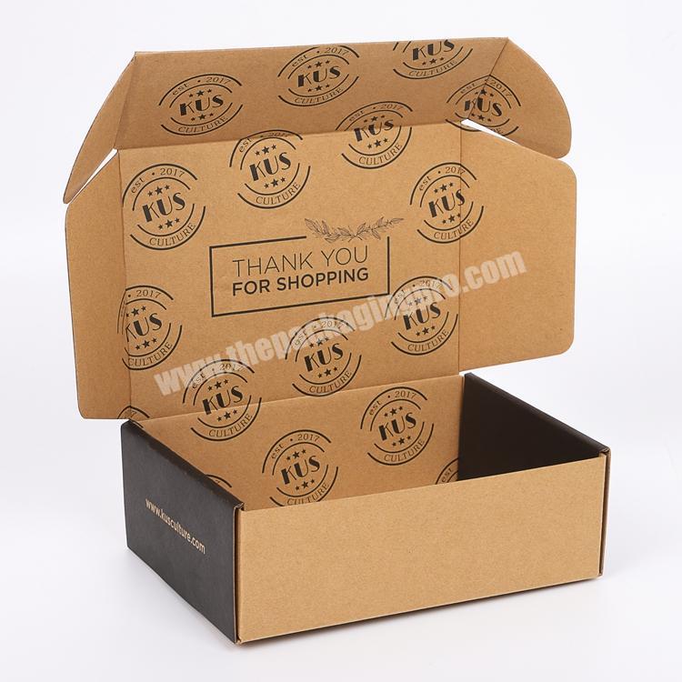 Guangdong custom reverse print brown tuck up paper cardboard garment packing shipping postal mail box
