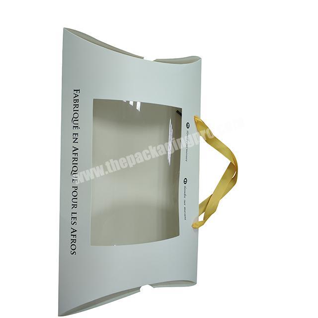China wholesale pillow box high quality elegant  pillow box packaging with window hair extensions