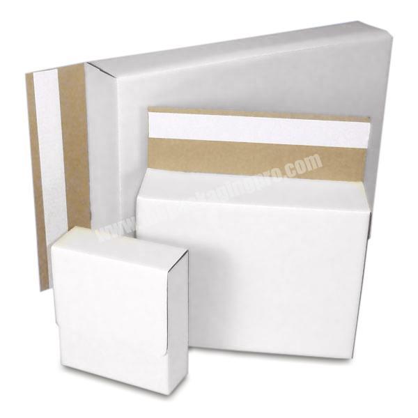Self Sealing Corrugated Kraft Paper Mailer Tube Snap Lock Bottom White Square Pre-taped Retail Box Packaging
