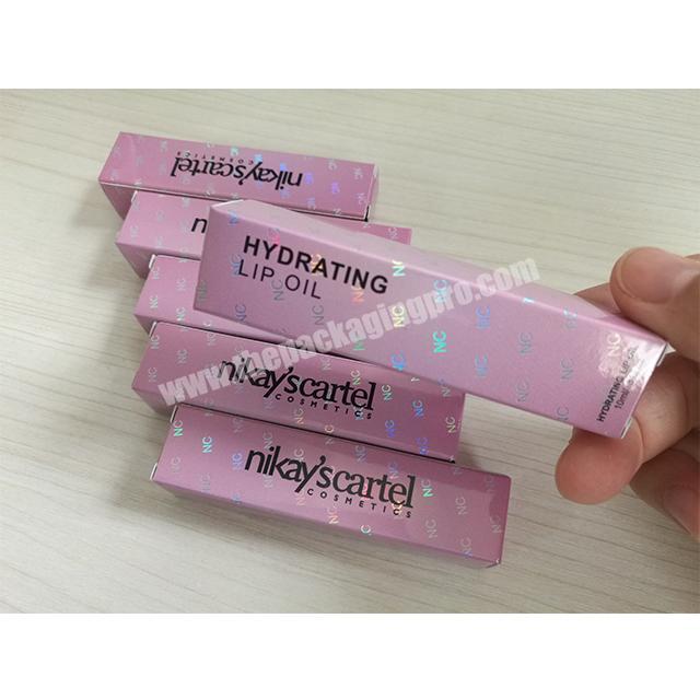 Customize Printing cute pink color with hologram logo background Lipstick storage box with private label packaging boxes