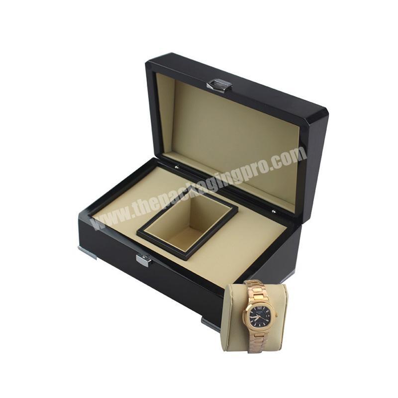 Luxury high gloss wooden watch gift box with velvet lining