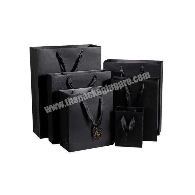 Hot selling free design customized logo blackwhite matte present bags paper for  ribbon