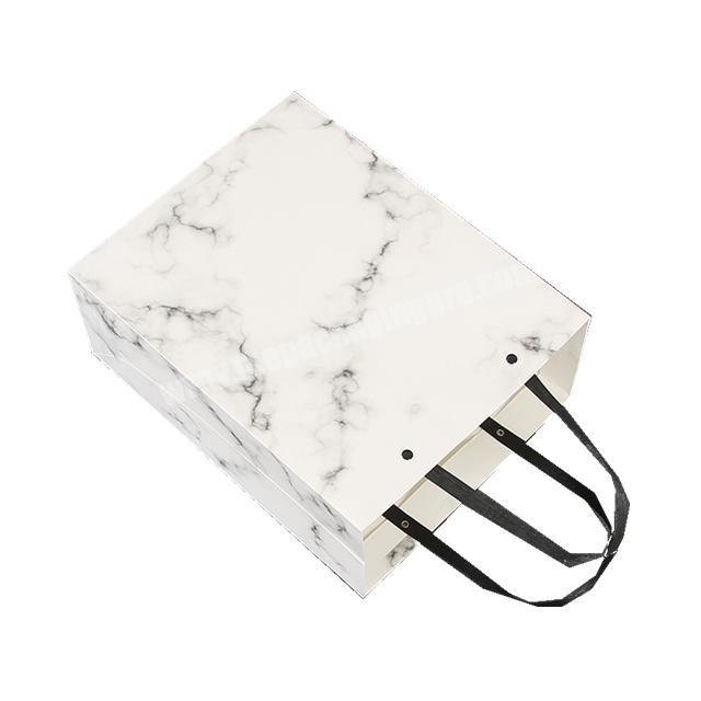 Private custom high-end makeup bags Good price different size white marble gift paper bags
