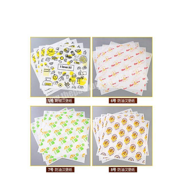Customized printing cheap food grade sandwich wrapping wax paper hamburger packaging paper