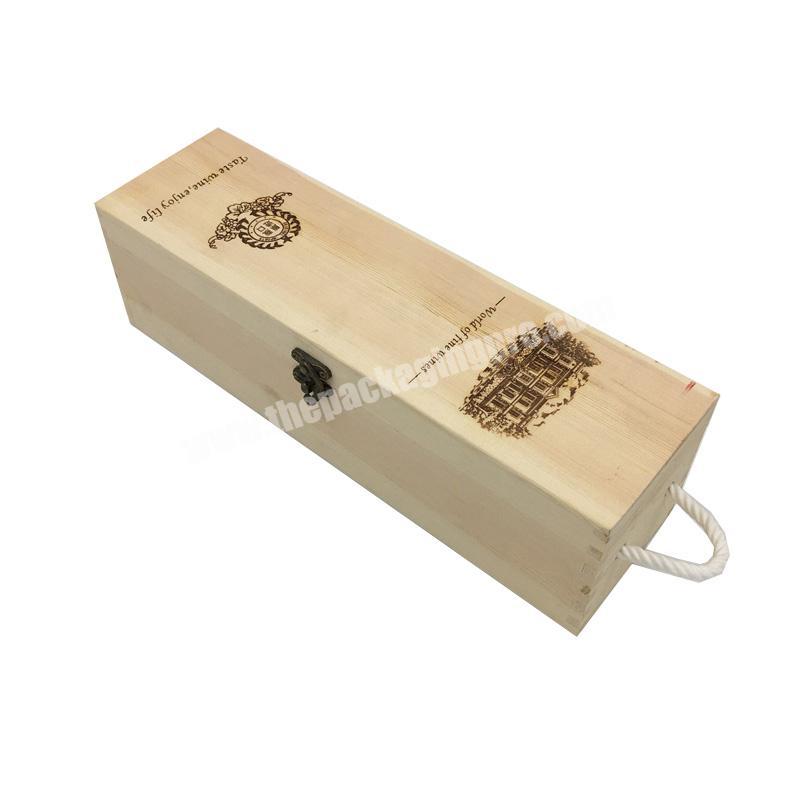 Wholesale Factory price Custom Solid wood Sliding Lid Single Wine Box