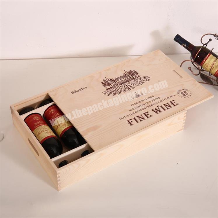 Wholesale Printed Logo Pine Wood Wine Box