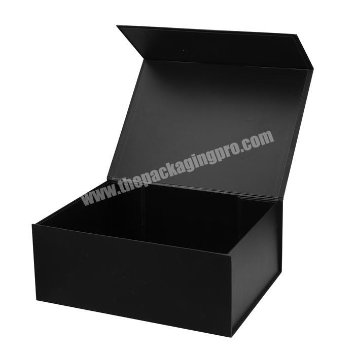 High quality rigid cardboard collapsible gift boxes luxury matte black foldable magnetic box with foam insert