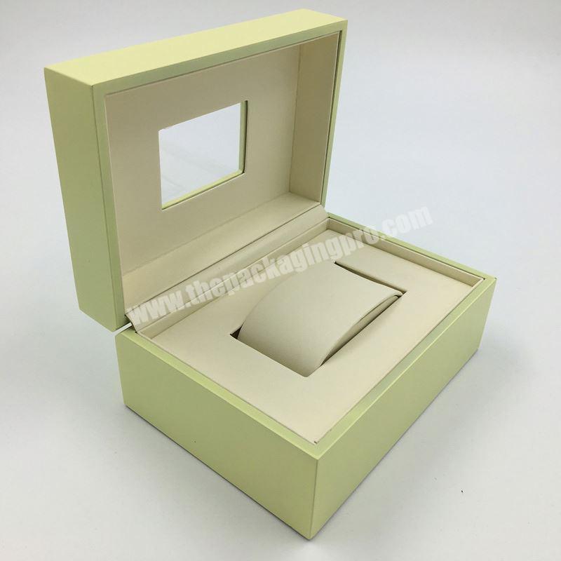 Luxury Custom One Slot Yellow Watch Box For Collector With Glass Lid