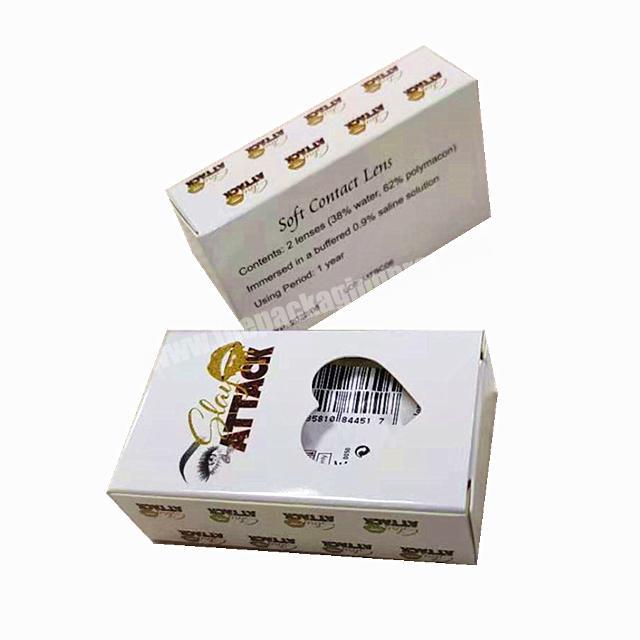 Custom Design a Pair of Eyes Contact Size Soft Contact Lens Box Packaging with Heart Window
