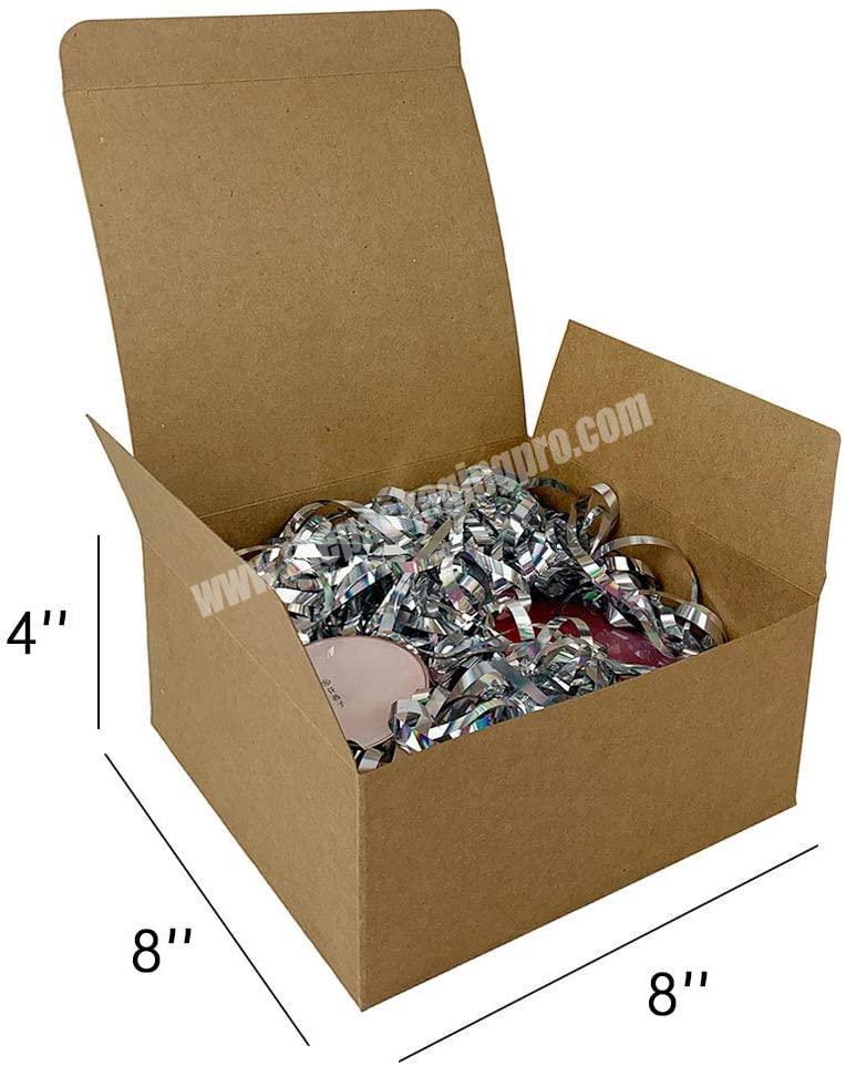 Proposal Party Christmas Gift Boxes 8x8x4 Inches Easy Assemble Fold Premium Crafting Brown Paper Gift Boxes for gift pack