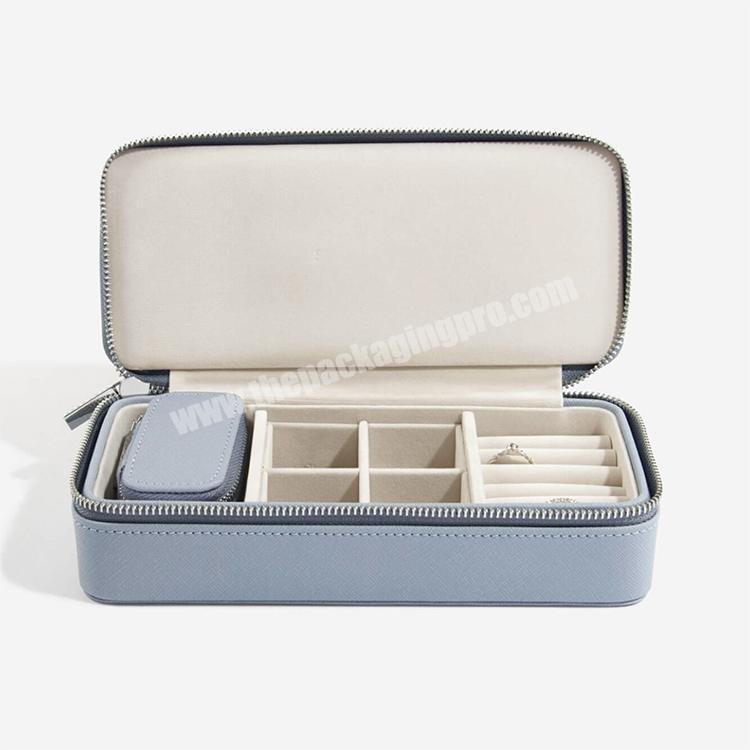 Christmas gift elegant portable jewelry organizer box custom pu leather ring storage travel jewelry case