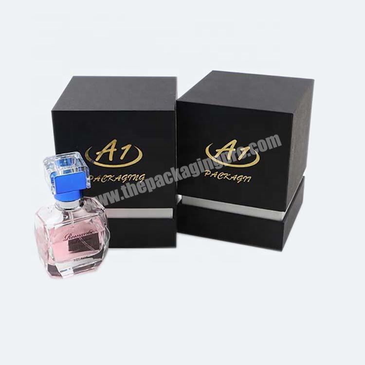 Rigid Black Perfume Cucstom Packaging Box With Stamping Logo