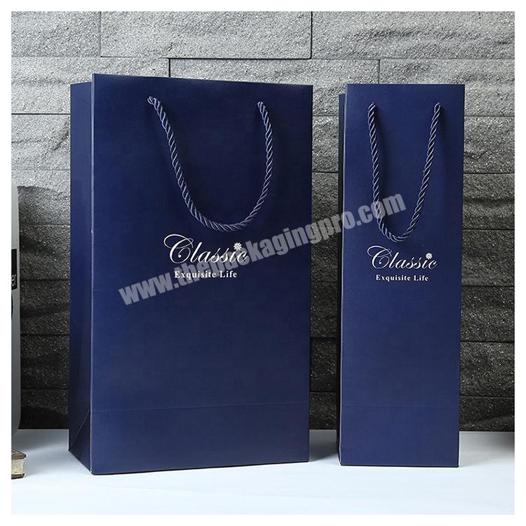 2019 kraft paper hot stamping logo luxury wine bag for 2 bottle craft paper shopping bag