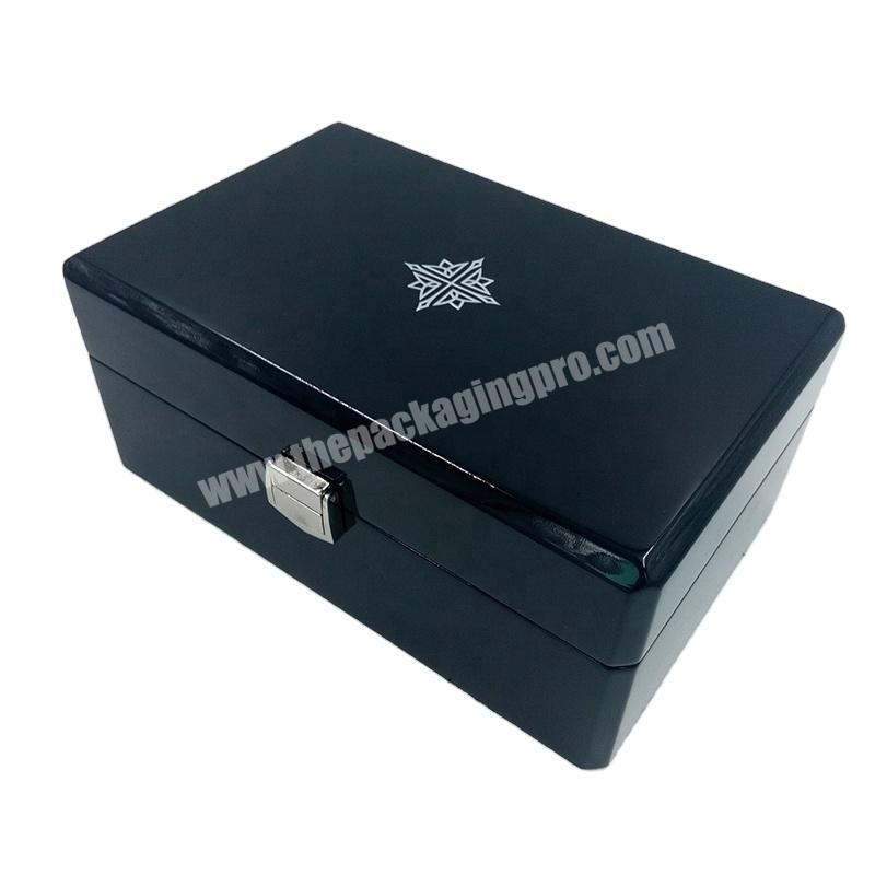 Fashionable black elegant wooden piano lacquered watch box for men