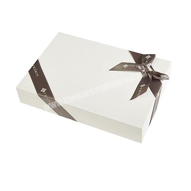 Best sells white square bowknot embossed matteglossy present boxes and paper bags