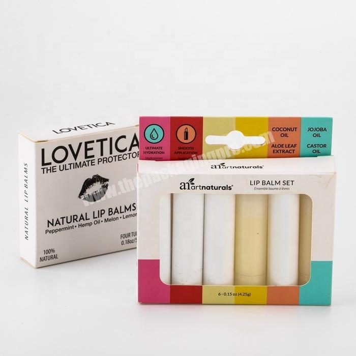 Cheap price small folded tuck top cosmetic lipstick box full color printed white paper packaging for lip balm protector