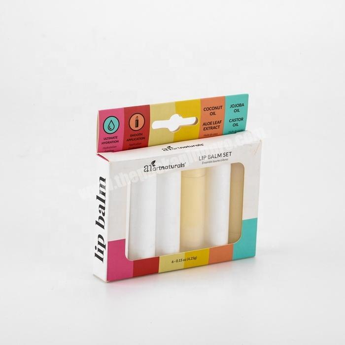 easy fold tuck top lip cream retail package full color printed lip care balm window packaging box