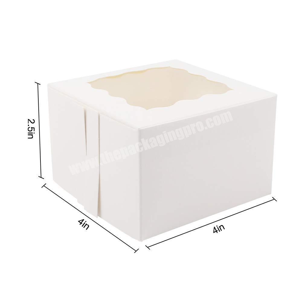 Paper Cardboard with clear Window Gift Boxes for Pastries Cookies Pie Cupcakes 4x4x2.5 Inches White Bakery Cake Boxes in bulk