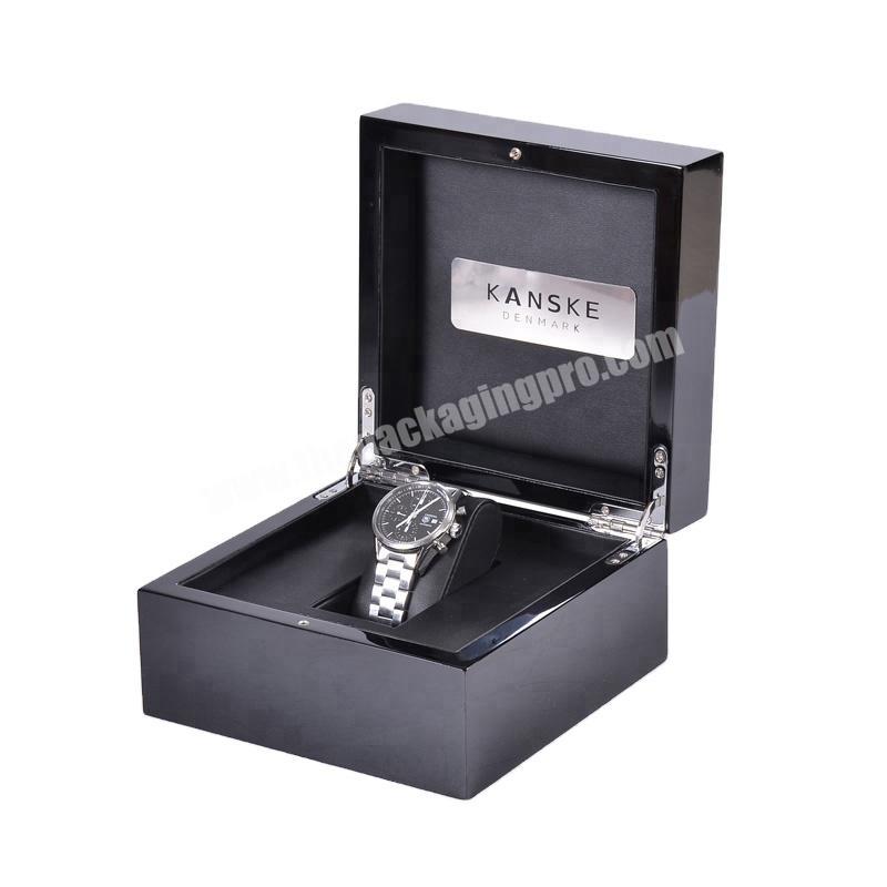 Luxury Custom Logo Black Modern Branded Piano Wood Watch Pack Box