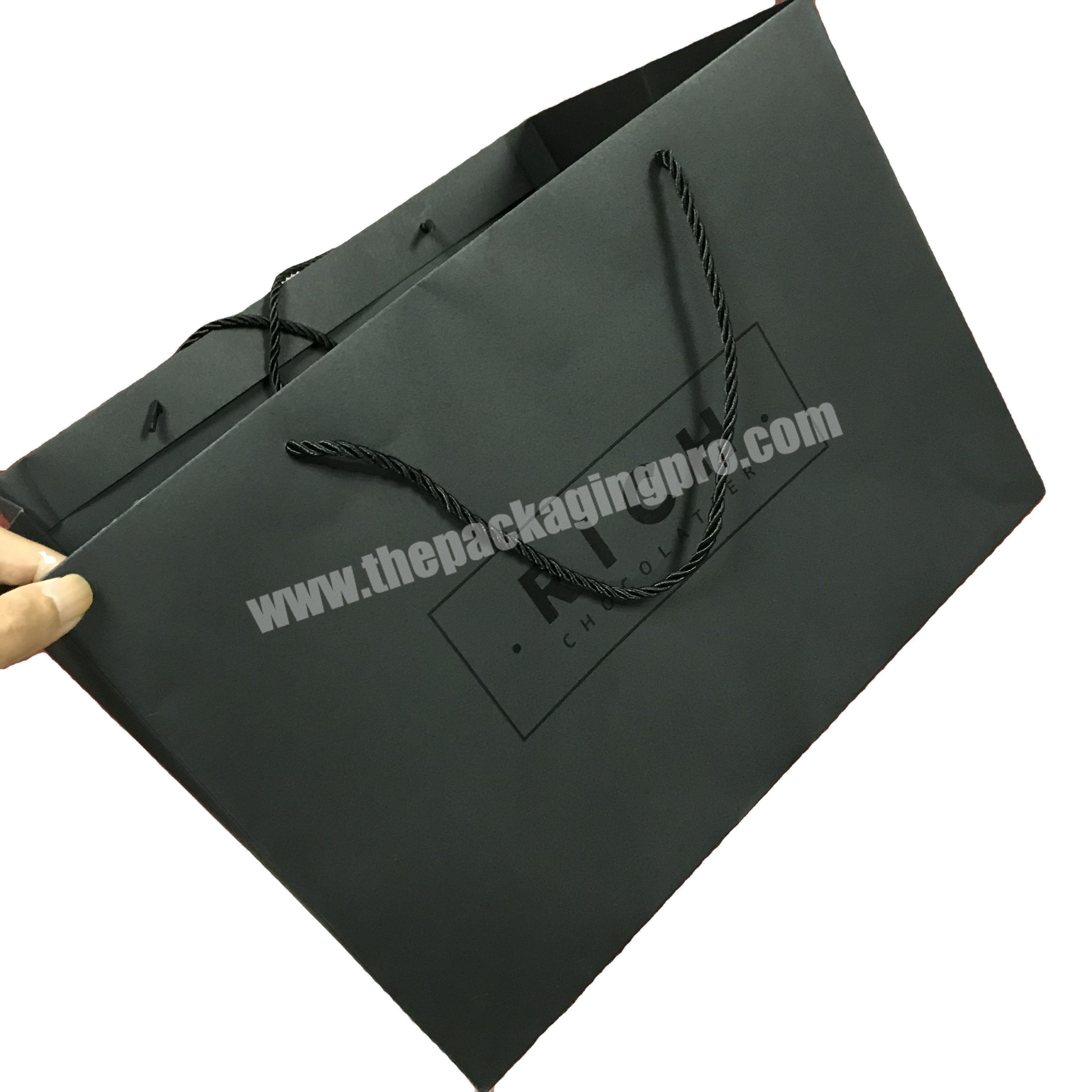 Custom Laminated Matte Black Famous Brand Luxury Small Retail Perfume Boutique Shopping Packaging Carrier Paper Bags With Logos