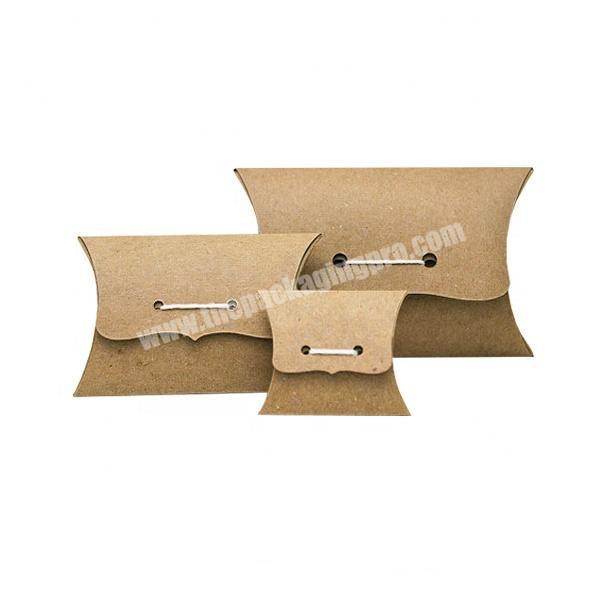Cheap Price Human Hair Extension Plain Brown Kraft Paper Pillow Box with String Handle