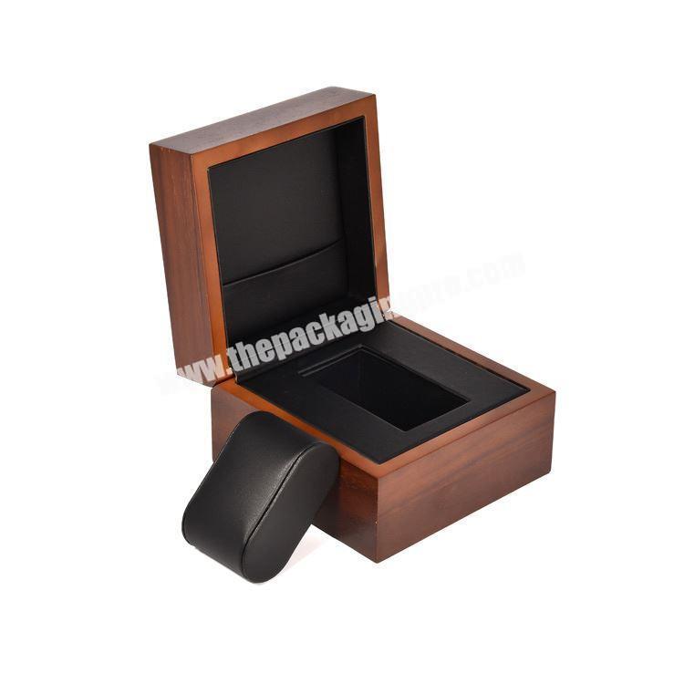Luxury Custom Logo Single Wooden Watch Packaging Box With PU Pillow