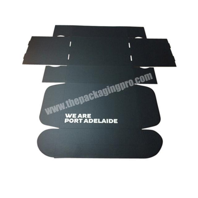 Shipping Box Custom Printing Both Side Texts Logo One Piece Foldable Black Paper Box for Clothes Packaging