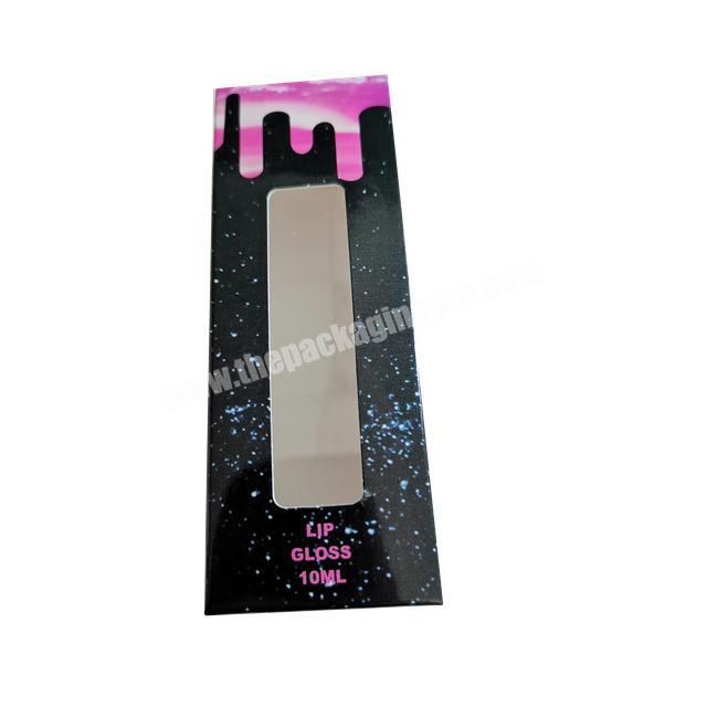 Custom Design Starry Sky Background Printing Lip Gloss Box 10ml tube paper box with PVC Window