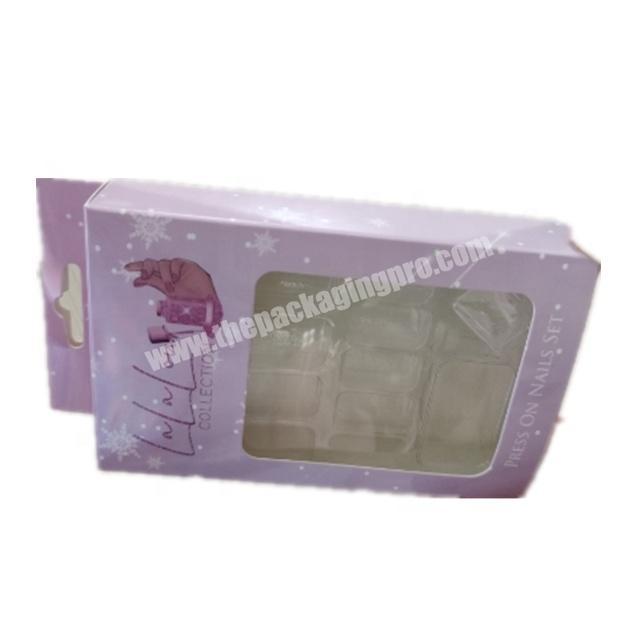 Custom Logo Printing Cute Lovely Kids Press on Nail Pink Nail Packaging with Plastic Tray