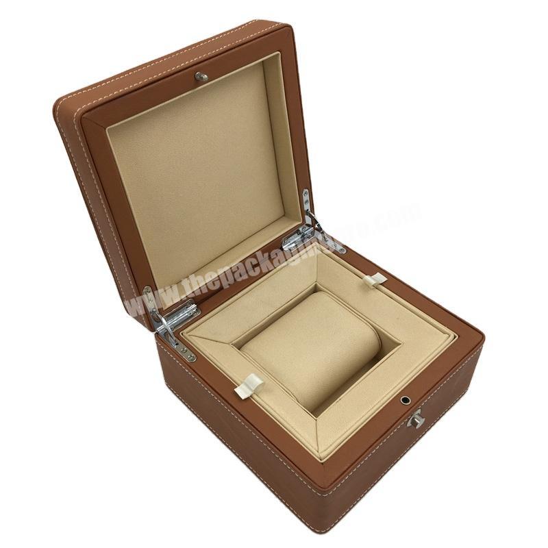 Wholesale Luxury Custom Logo Brown Leather Single Watch Boxes For Watches