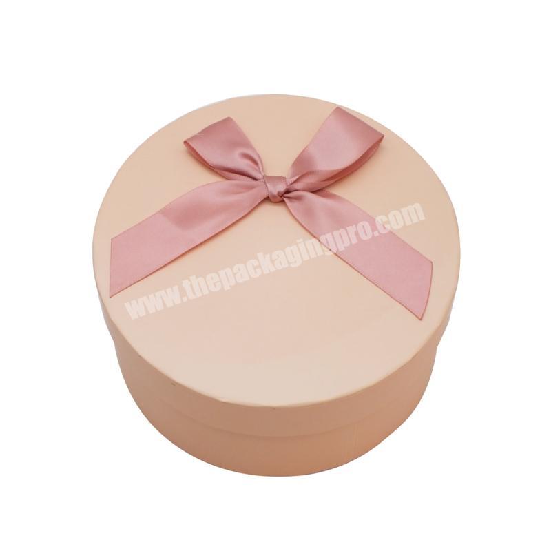 Manufacturer premium round pink packaging box gift box jewellery with ribbon