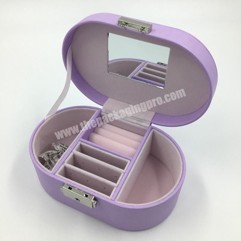 Luxury Purple Organizer Leather Jewelry Box With Handle