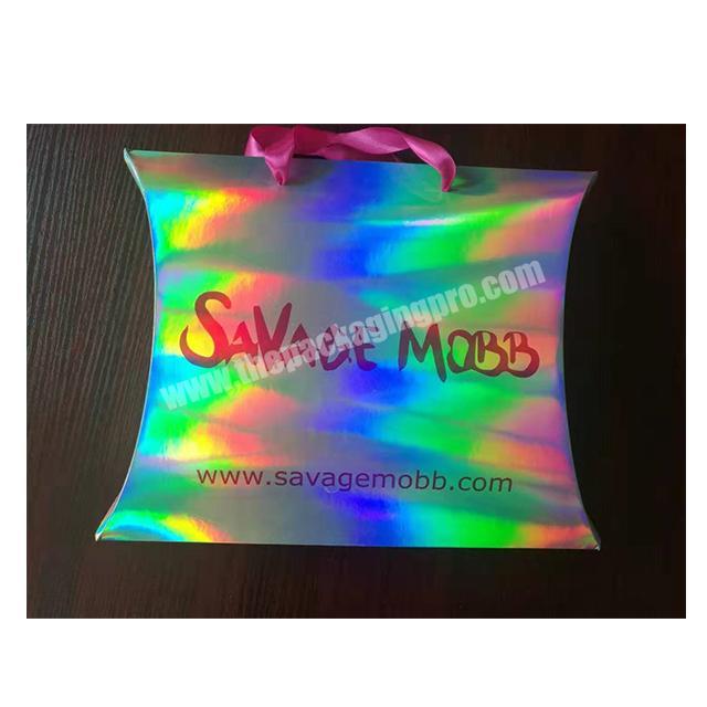 Custom hologram silver art paper box printed with you logo for hair extension packaging