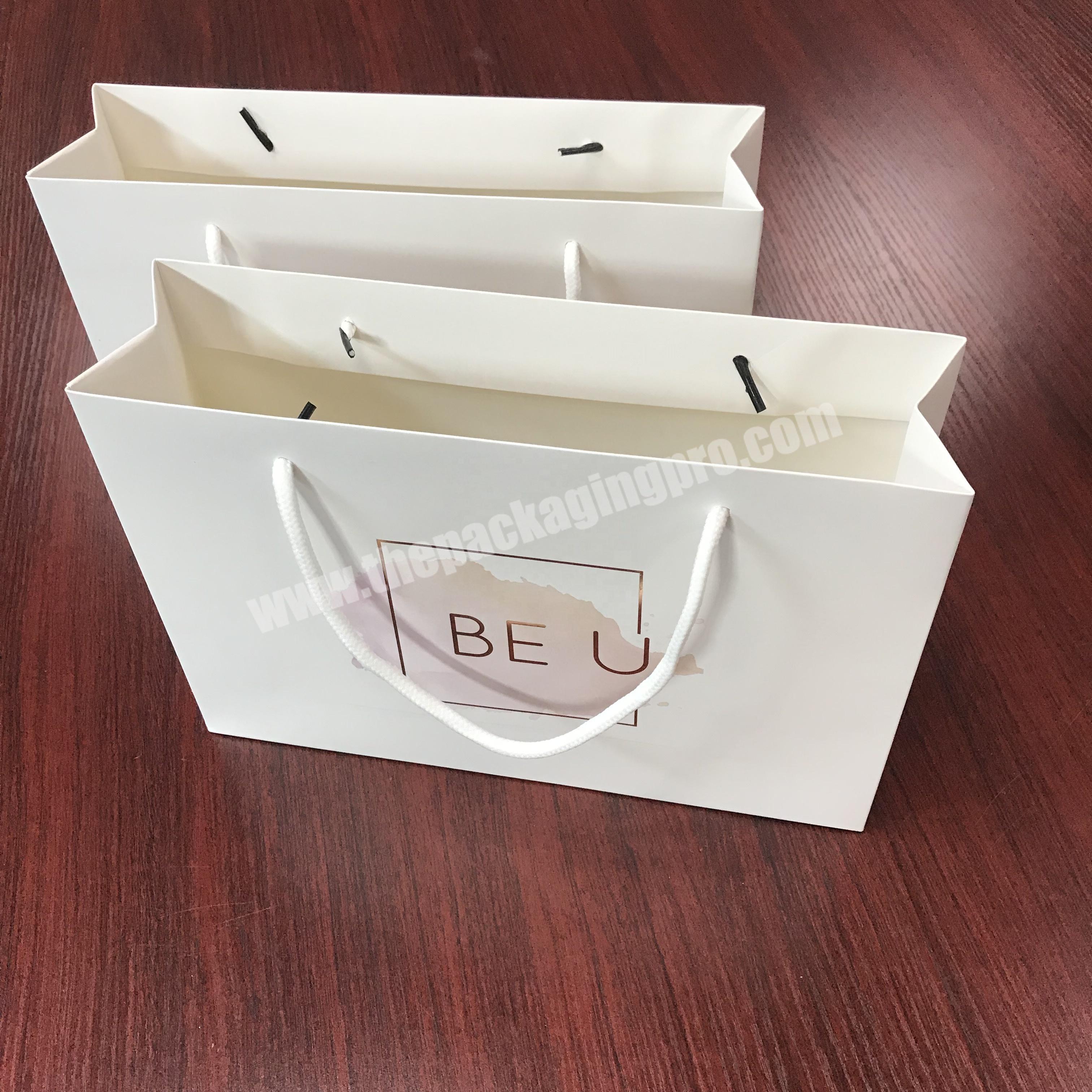 New Elegant Design Custom Printing Shopping White Paper bag With Rose Golden Logo