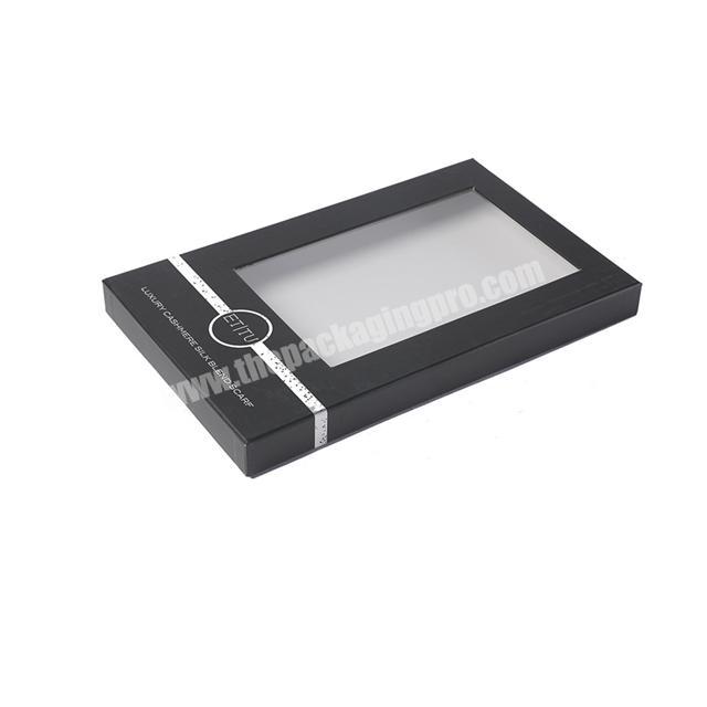 Cheap Custom Design sliver hot stamping  Logo folding black paper box with window