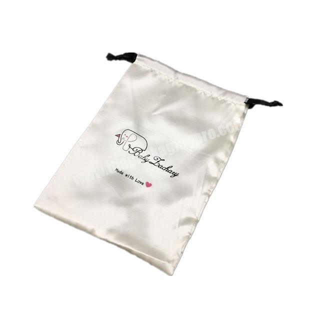 Factory Wholesale Price White Satin Drawstring Bag Customized Hair Extension Packaging With Logo