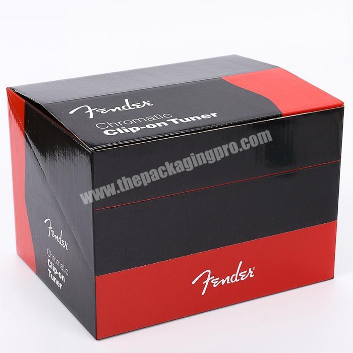 custom spot uv gloss box packaging foldable small square cardboard box tear strip corrugated black box