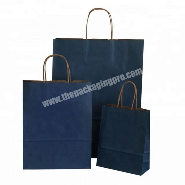 Raw material Matte Laminated Brown shopping Paper Bags With Ribbon Handles