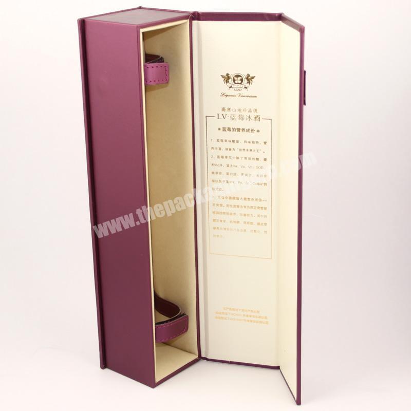 High End Faux Leather Foldable Single Wine Bottle Packing Box For Whisky