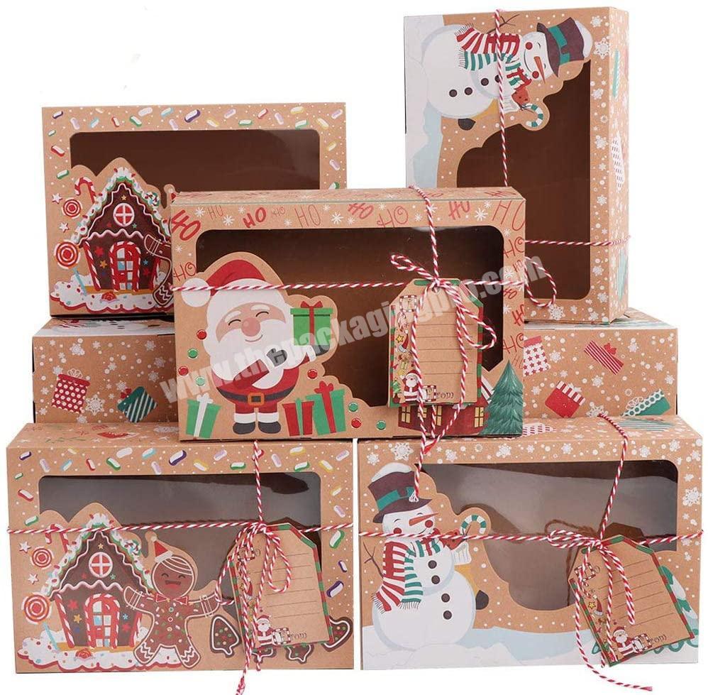 With Window Large Holiday Food Bakery Treat Boxes for Gift Giving Pastry Candy Party Favors Christmas Cookie Cake Boxes For Sale