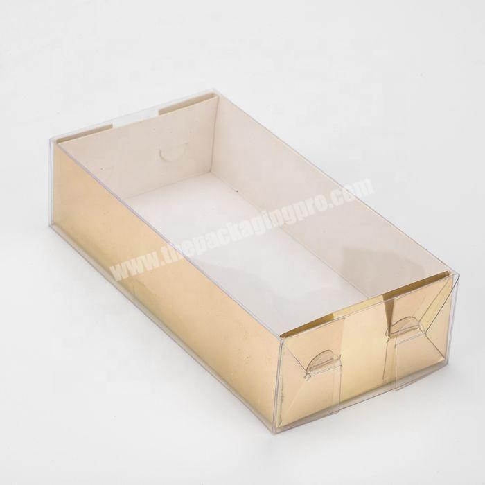 Made In China Cheap Folding Drawer Shape Custom Gold Color Paper Box Packing Plastic Clear Box Sleeve