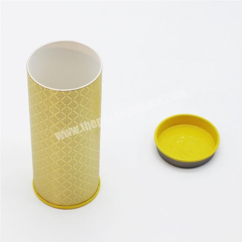 Wholesale Custom Logo Printed Cylinder Gold Foil Tube Box