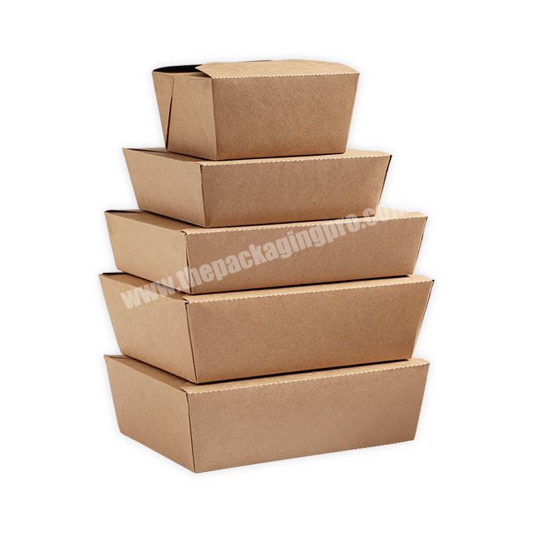 Small water proof oil proof food grade disposable foldable 2000ml Brown kraft paper boxes with window